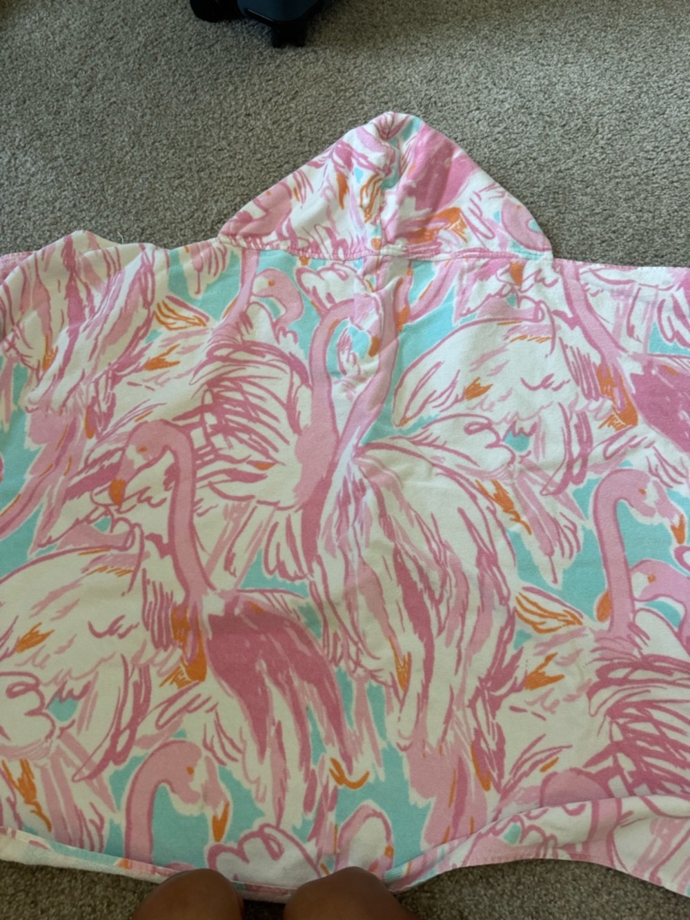 Lilly Pulitzer Kids Flamingo Hooded Beach Poncho - Pink, Aqua, Orange